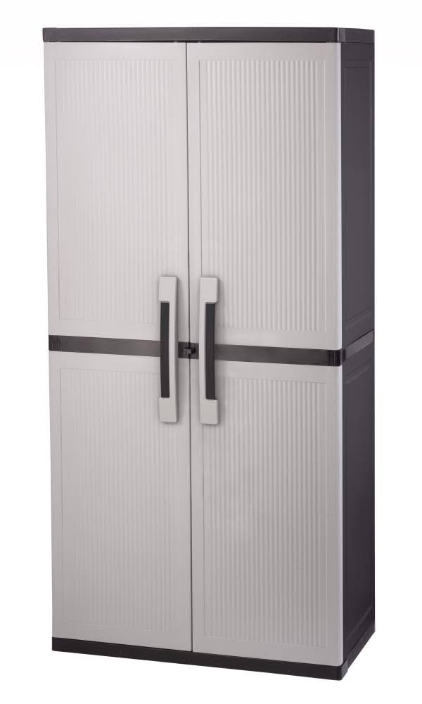 Keter Utility Jumbo Cabinet 34.5-in W x 70.8-in H x 17.5-in D Plastic Freestanding Garage Cabinet in Gray | 248856