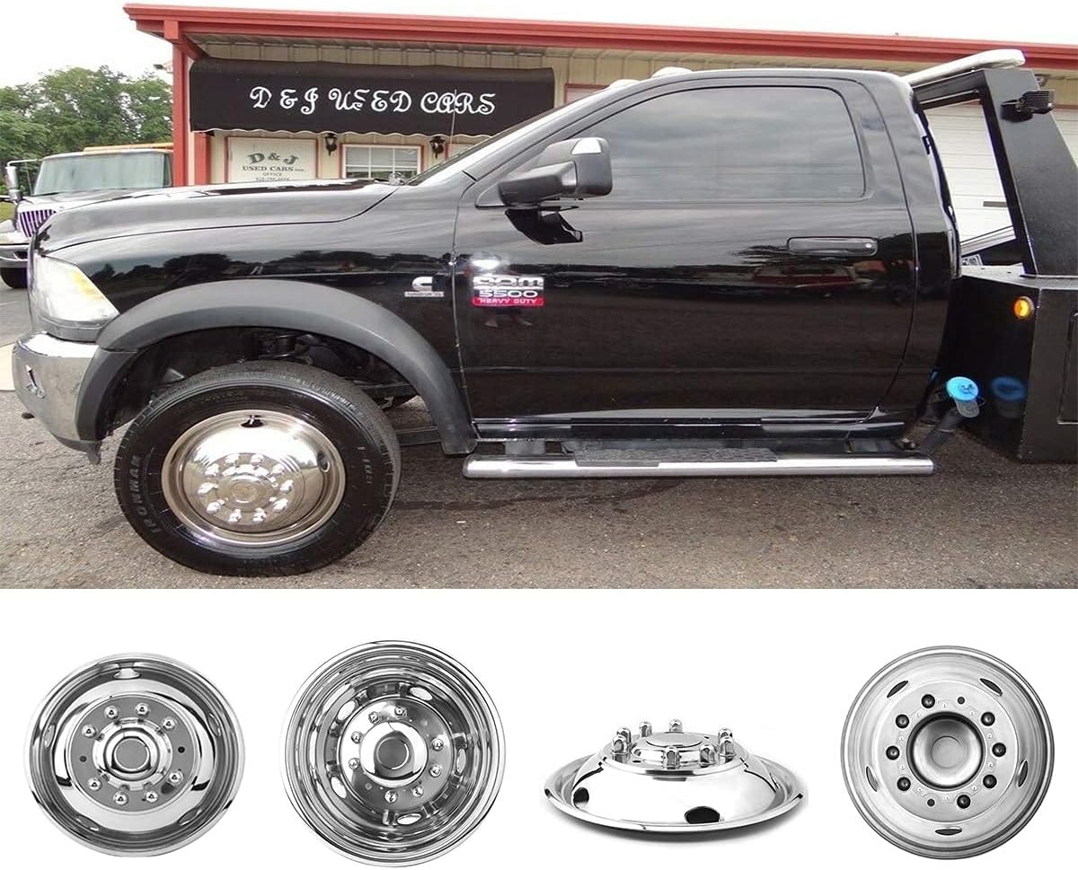 Kucaruce Set of 4 19.5 10 Lug Wheel Skins Hub Caps Rim Covers Stainless Steel Wheel Simulators For 2008-2020 R_a_m 4500 5500 Pickup