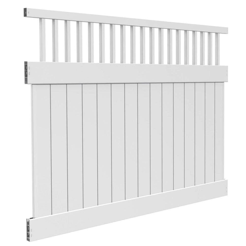 Veranda Ranier 6 ft. x 8 ft. White Vinyl Closed Picket Top Fence Panel