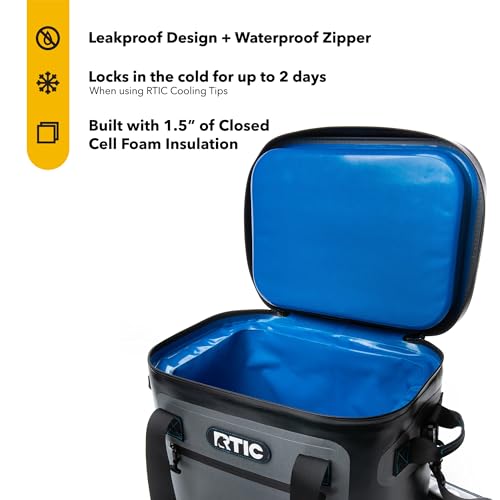 RTIC Soft Cooler 30 Can, Insulated Bag Portable Ice Chest Box for Lunch, Beach, Drink, Beverage, Travel, Camping, Picnic, Car, Trips, Floating Cooler Leak-Proof with Zipper