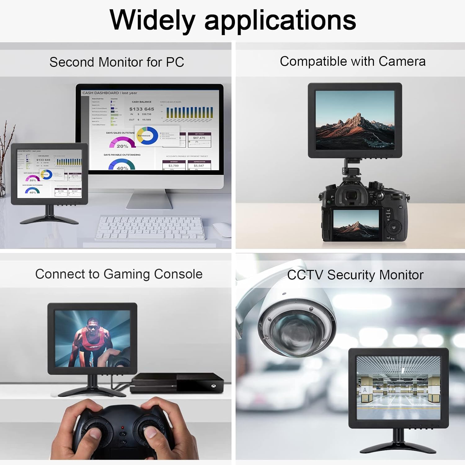 8 inch Portable Small HDMI Monitor HD 1080P VGA Monitor,Small LCD HDMI Monitor Mini Screen 1024x768,HDMI/VGA/AV Input Mini Monitor，with Speakers. Pack of 2