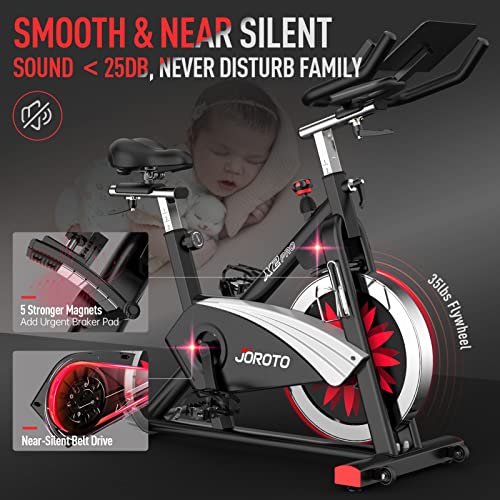 JOROTO X2|X2PRO Exercise Bike, X4S Bluetooth Stationary Indoor Cycling Bike with Readable 100 Levels Magnetic Resistance, Plus 12.6 inch Tablet Bracket Exercise Bikes for Home