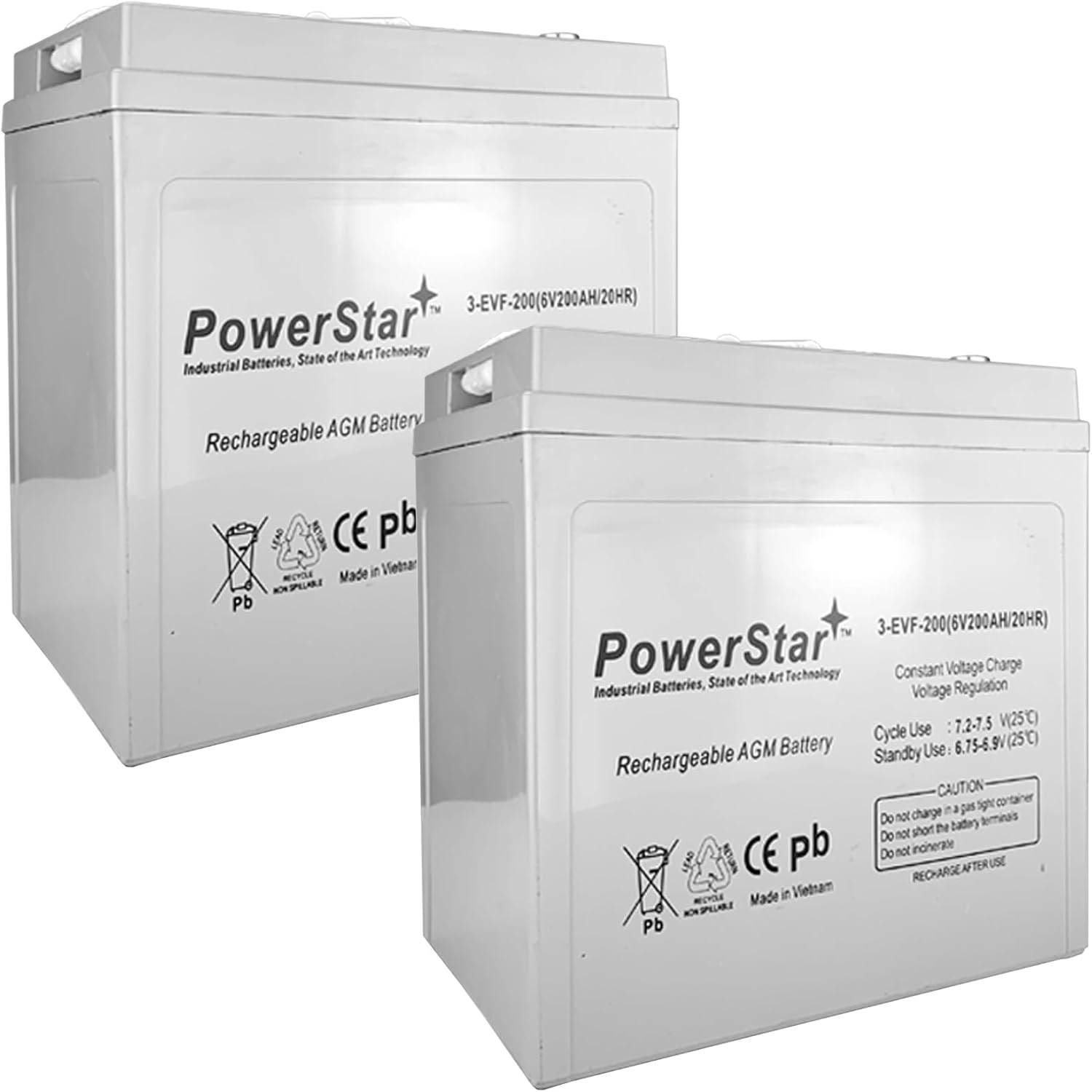 PowerStar Replacement T-105 GC2 6V 200Ah Deep Cycle Flooded Lead Acid Battery x2