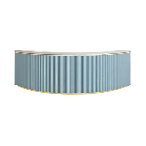 Modern Curved Shaped Reception Desk, Company Bar Table Front Desk, Consultation Office Desk Retail Cashier Counter (Pink, 59" L*24" W*39.4" H)