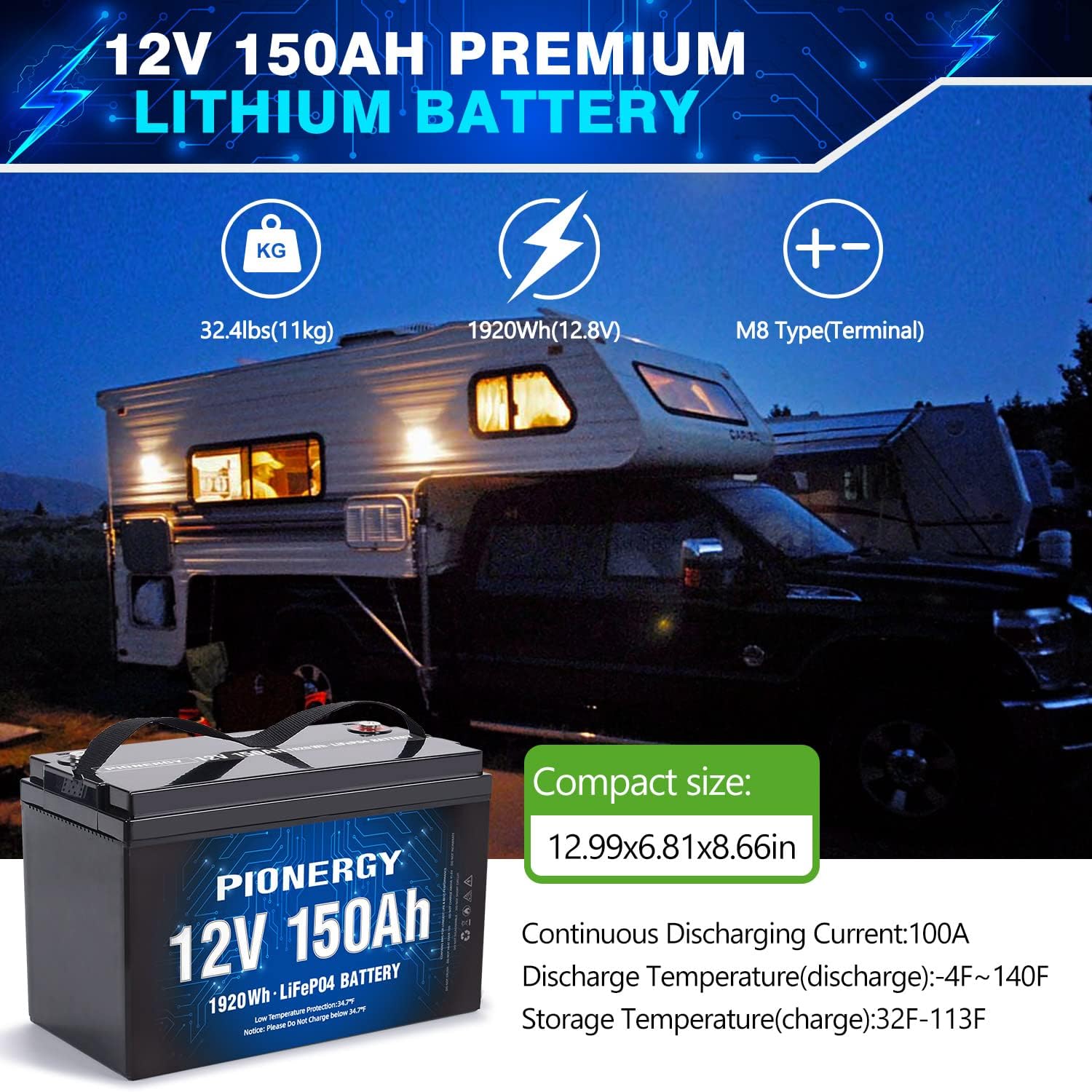 LiFePO4 Battery, Lithium Battery 4000+ Cycles Rechargeable Iron Phosphate Battery for RV, Solar Power and Backup Battery Low Self-Discharge and Light Weight with Built-In BMS (12.8V 6 Ah)