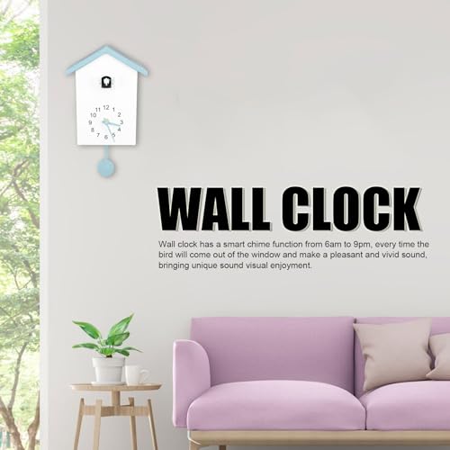 Cuckoo Clock, Bird Voice Call Stylish Bird House Wall Clock Decorative with Clock Pendulum, Tiny Modern Design Art Bird Wall Hanging Clock for Office Bedroom Living Room