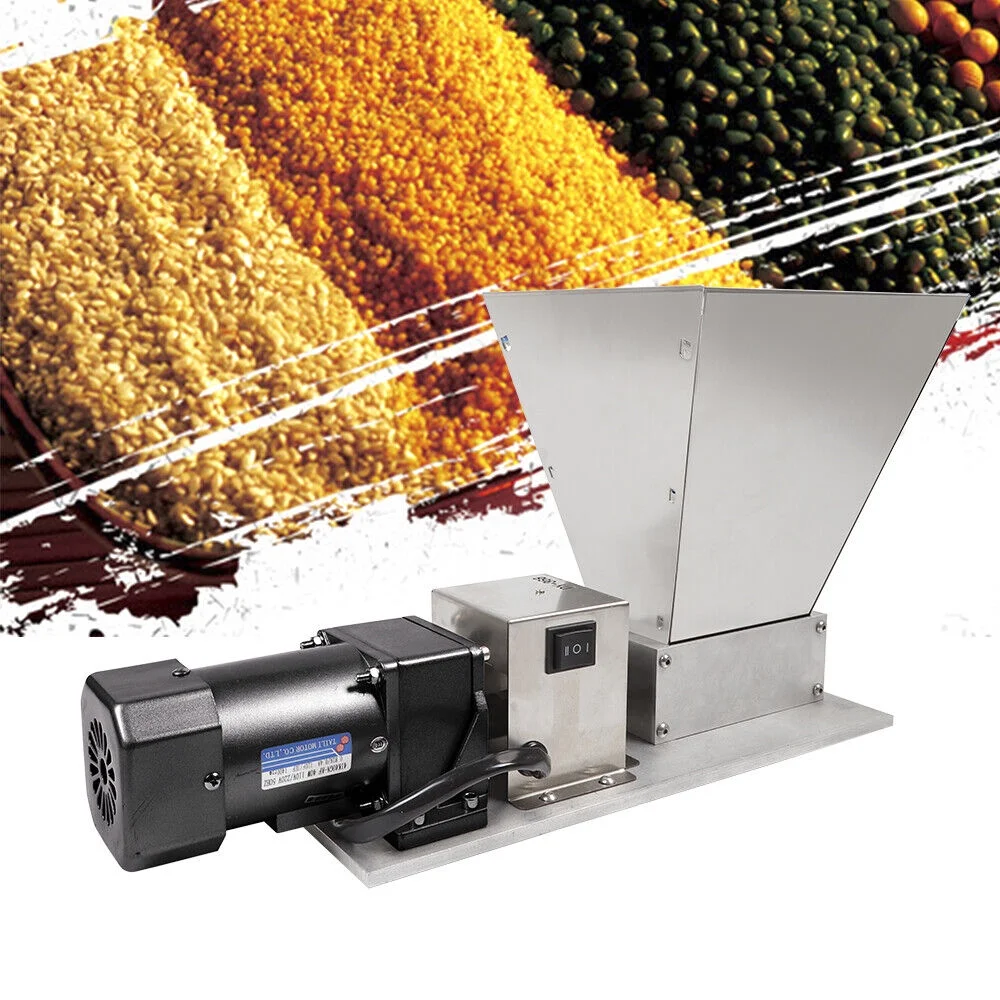 Malt Mill Electric Grain 60W  Rice Corn Grain Coffee Wheat Feed Mill Wet / Dry Cereals Grinder Mill 110V Homebrew Barley Multi-functional Grinder Malt Crusher 2 Roller w/ 4 Hopper Adjustable Roller