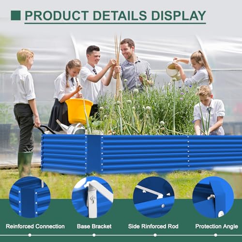 Land Guard 8x4x3ft Rectangular Galvanized Raised Garden Beds, 36" Tall Large-Capacity Metal Planter Box Outdoor, Durable Deep Raised Garden Bed, Raised Beds for Gardening Vegetables, Classic Silver