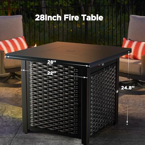 Ciays 42 Inch Gas Fire Pit Table, 60,000 BTU Propane Pits for Outside with Steel Lid and Lava Rock, 2 in 1 Firepit Table Gatherings Parties on Patio Deck Garden Backyard, Black