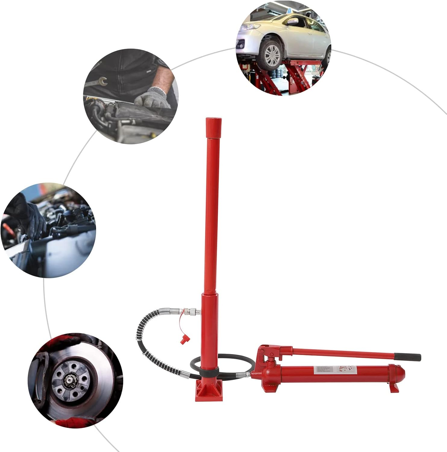 12 Ton Hydraulic Jack Ram Kit 14 Accessories Auto Body Frame Repair Kit Portable Hydraulic Lift Equipment Tool Steel Hydraulic Jack with Case Autobody Frame Repair Power Tools for Repair