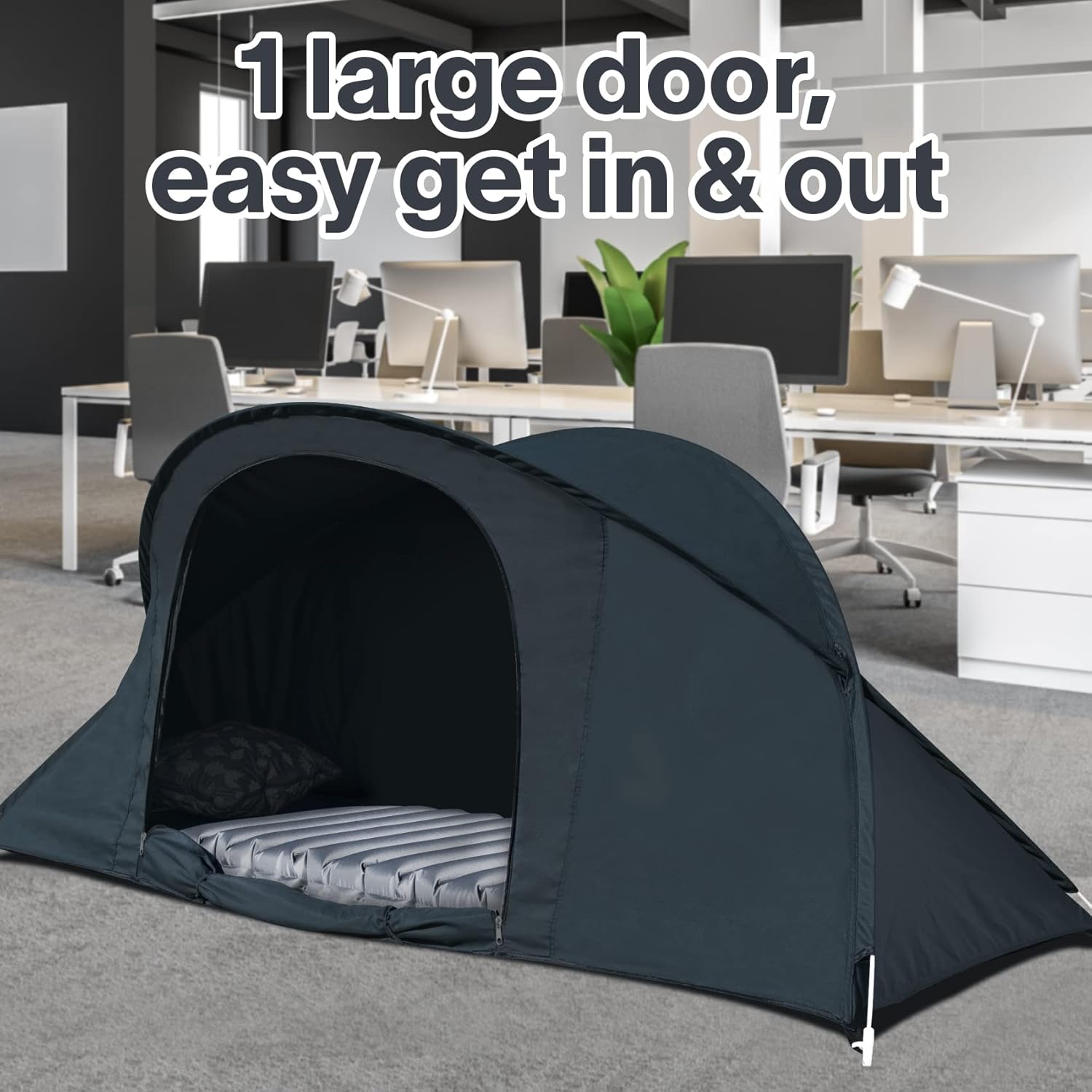 EighteenTek Bed Canopy Office Bed Tents Dream Tents Privacy Space Office Sleeping Tents Indoor Pop Up Portable One Person Lay Down NOT Sitting Frame Curtains Breathable Grey Cottage 75”x28”x31”H