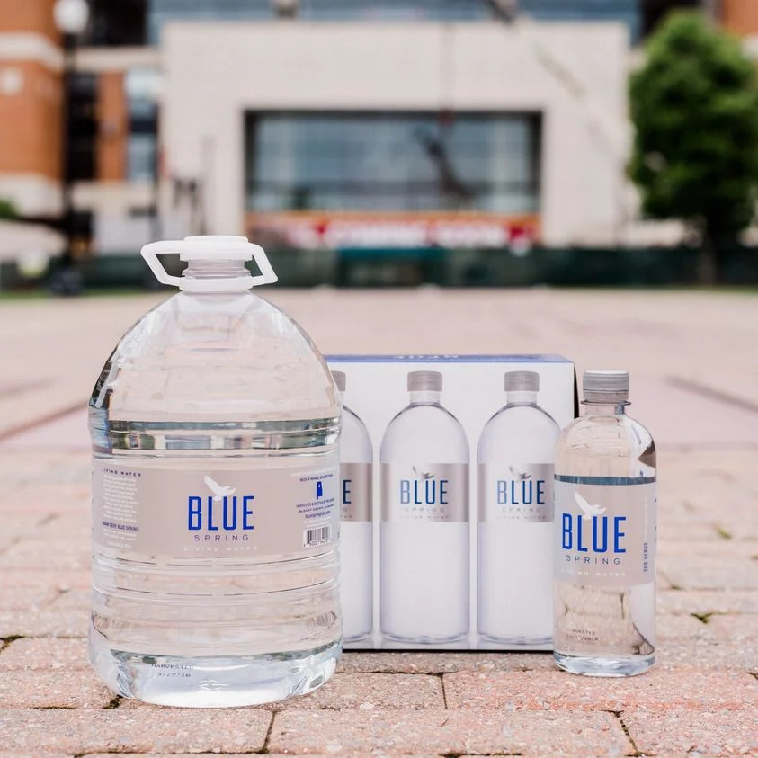 Blue Spring Natural Spring Water, Ph Balanced, Bottled Water, 4 Gallons per Case