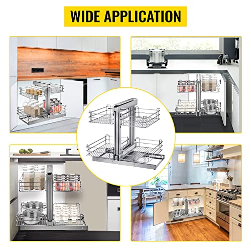 VEVOR Swing Left Blind Corner Cabinet Pull Out for 36 inch Cabinet, 2 Tier Tray Kitchen Soft Close Cloud Organizer Right Handed Open