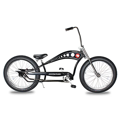 MICARGI 26 Vancouver Complete Cruiser Bikes Stretch Steel Frame Single-Speed & 7-Speed High Rise Handlebars & Low Handlebars Fat Tires Adult Beach Cruiser Chopper Bike Multiple Color