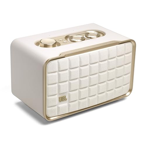 JBL Authentics 200 - Retro Style Smart Home Speaker with Built in Wi-Fi, Bluetooth and Voice Assistants, Alexa and Google Assistant, Multi-Room Playback, Automatic self tuning (Black/Gold)