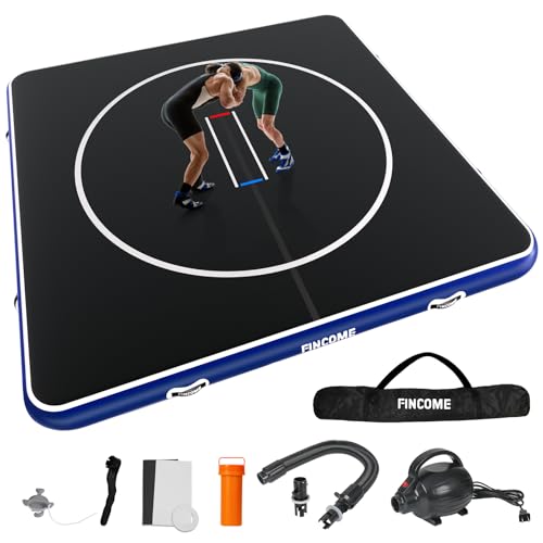 Inflatable Wrestling Mat 16ft/13ft/10ft, 4" Thick Foldable Jiu Jitsu Mats Wrestling Mats for Home Outdoor Indoor, Waterproof PVC Mat for Gymnastics, BJJ, MMA, Grappling, Judo, Boxing