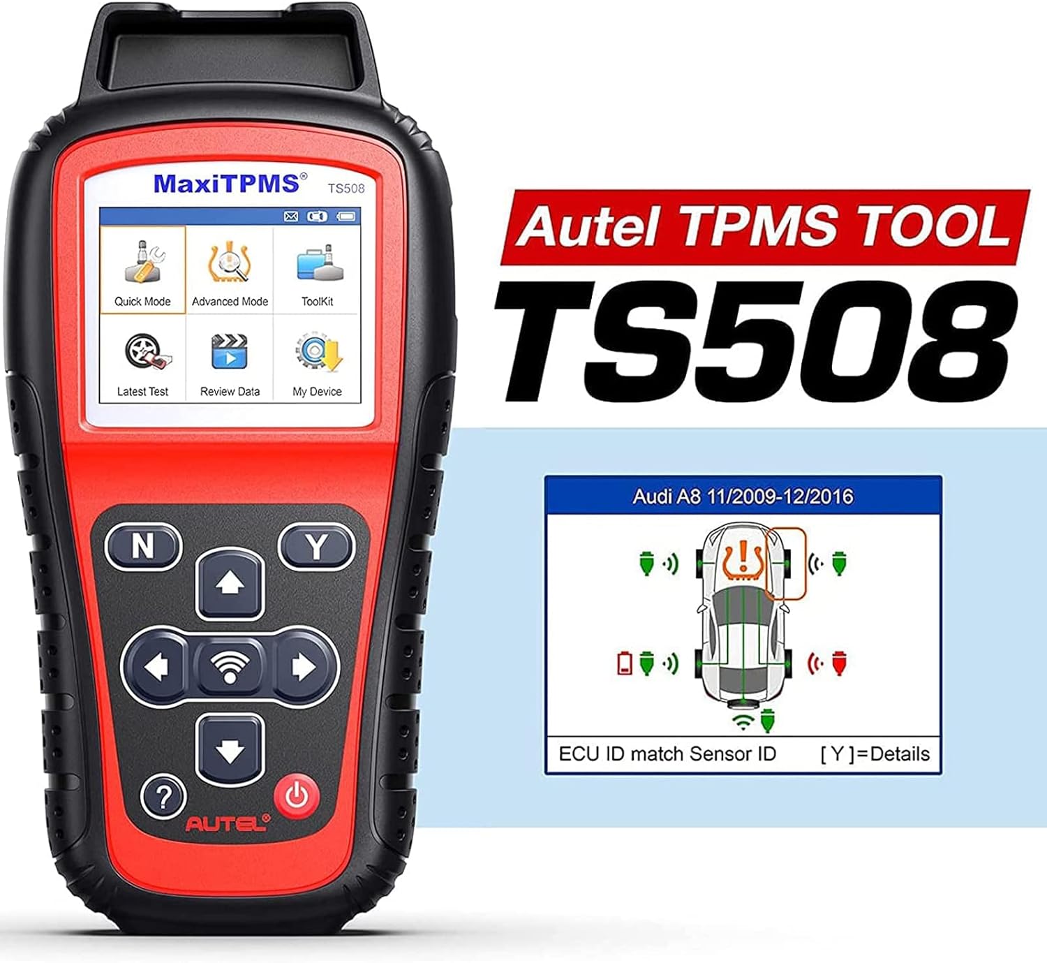 Autel MaxiTPMS TS508 TPMS Relearn Tool, 2022 TPMS Programming Tool for MX-Sensors (315/433 MHz) TPMS Relearn/Activate All Sensors, TPMS Scan Tool Read/Clear DTCs, TPMS Reset (Upgraded of TS408/501)
