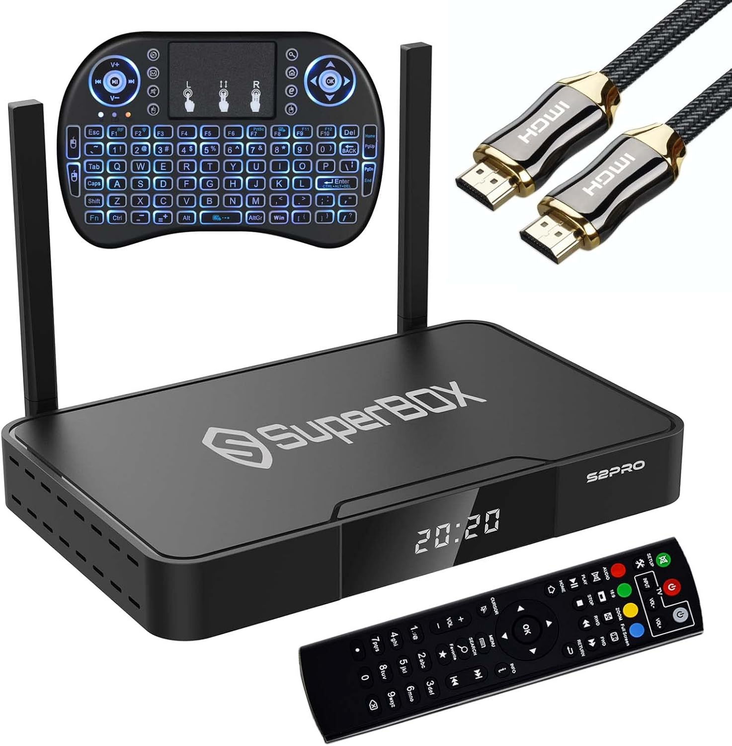 2022 Newest SuperBox S2 Pro, with Backlit Mini Keyboard & 8K HDMI Cable (2GB RAM + 16GB ROM)