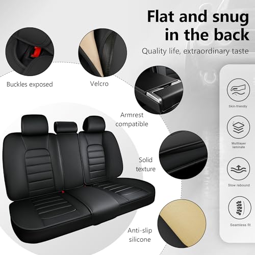 Car Seat Covers Front Seats for Toyota Corolla Cross 2000-2024,Leather Cover Seats for Cars,Automotive Seat Covers Vehicle Cushion Compatible with Airbag（Front Seats,Classic Black）