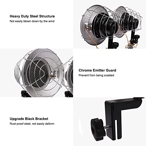 Propane Tank Top Heater, CAMPLUX Outdoor Tanktop Heater with Tip-Over Switch for Garage, Camping, Hunting, Double Burner Heavy Duty Steel 30,000 BTU