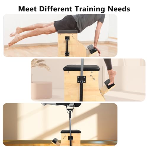 Pilates Chair, Split-Pedal Stability Combo Chair with Handles, Yoga Fitness Trainer, Pilates Reformer Machine, Pilates Equipment Perfect for Home Use & Gym Workout