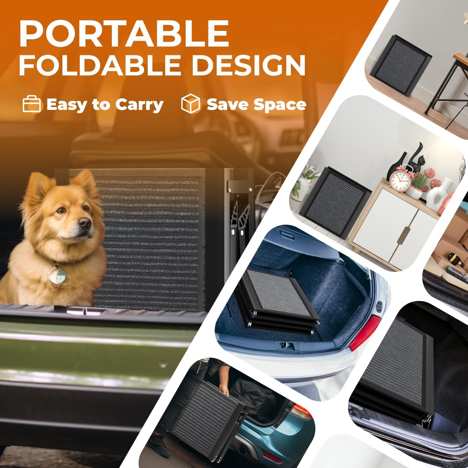 Dog Ramp for Car Large Dog,71" Foldable Portable Dog Car Ramp with Non-Slip Rug Surface,20" Extra Wide Pet Step Ramp for Medium & Large Dogs Enter a Car, SUV & Truck