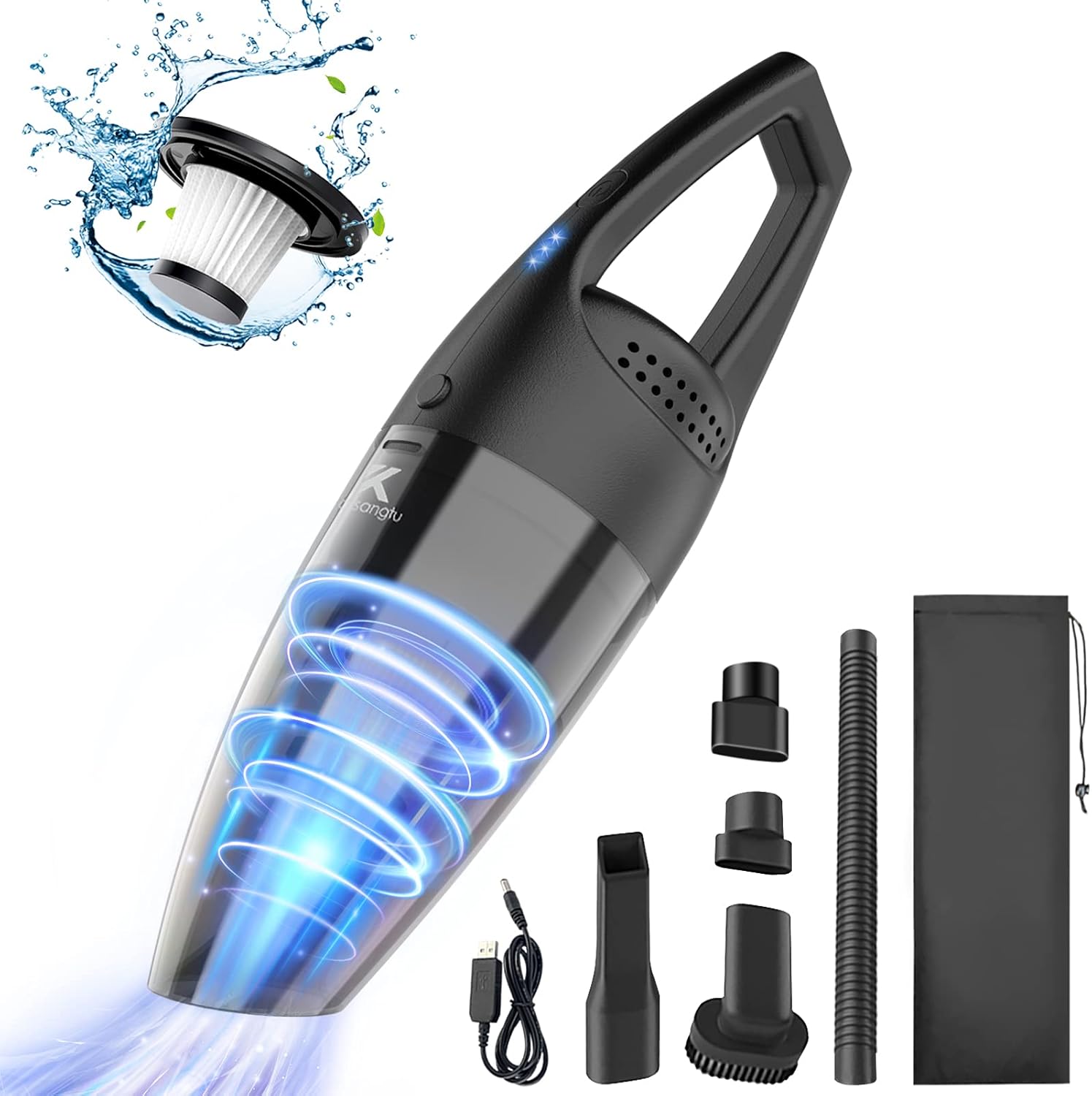 Car Hand Vacuum Cordless Rechargeable, 7000Pa High Power Hand Held Vacuum Mini Car Vacuum Cleaner Portable Handheld Vacuum Cordless Wet Dry Vacuum for Home, Car, Pet Hair 120W