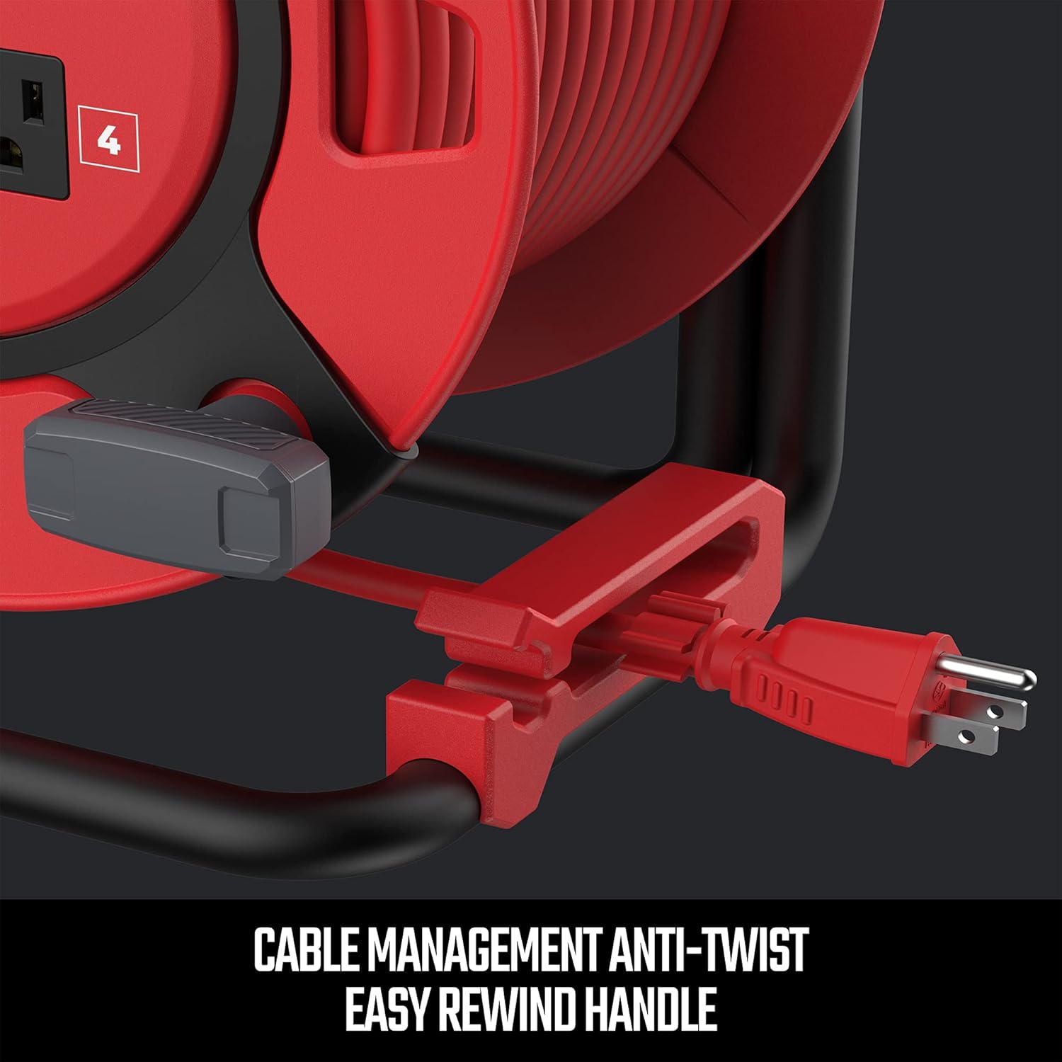 CRAFTSMAN Heavy Duty Retractable Extension Cord, 100 feet with 4 Outlets - 14AWG SJTW Cable - Outdoor Power Cord Reel