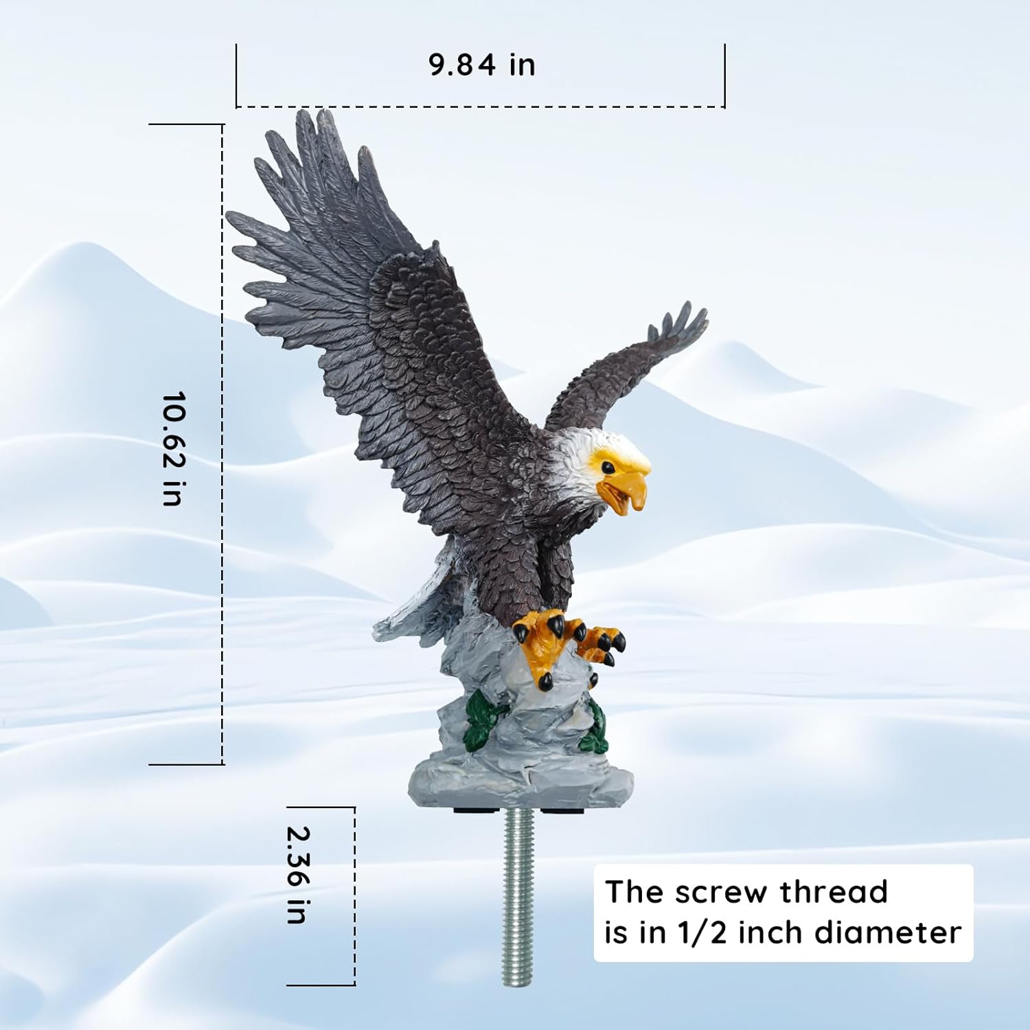 Eagle Flag Pole Topper Outdoor Waterproof Flagpole Finial 10.62 Inch Eagle Topper Ornament