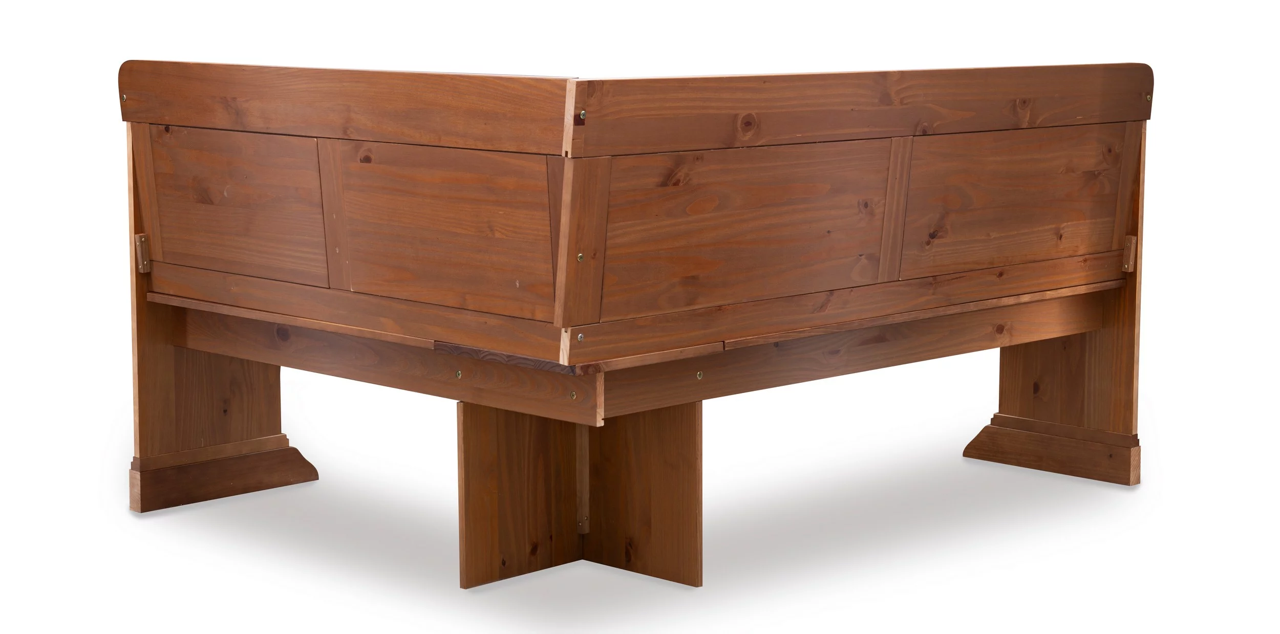Linon Midwest Wood Corner Dining Breakfast Nook with Table and Storage, Seats 5-6, Natural Pine