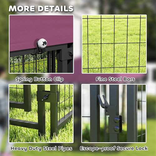 PawHut 4.6' x 4.6' x 5' Dog Kennel Outside, Welded Wire Outdoor Dog Kennel Run with Waterproof & UV Resistant Cover, for S&M Breeds, Chickens, Ducks, Black