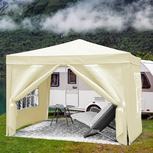 10x20 White Pop Up Canopy Tent Heavy Duty with 6 sidewalls Commercial Outdoor Party Tent Event Wedding Tents Instant Canopy Gazebo with Carry Bag UPF 50+ Waterproof Adjustable Height