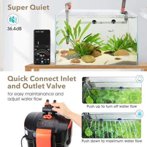 hygger Quiet Self-Priming Canister Filter with U-V Light Option Foam Ceramic Rings External Fish Tank Filter for Freshwater Saltwater Aquarium 20 to 150 Gallon