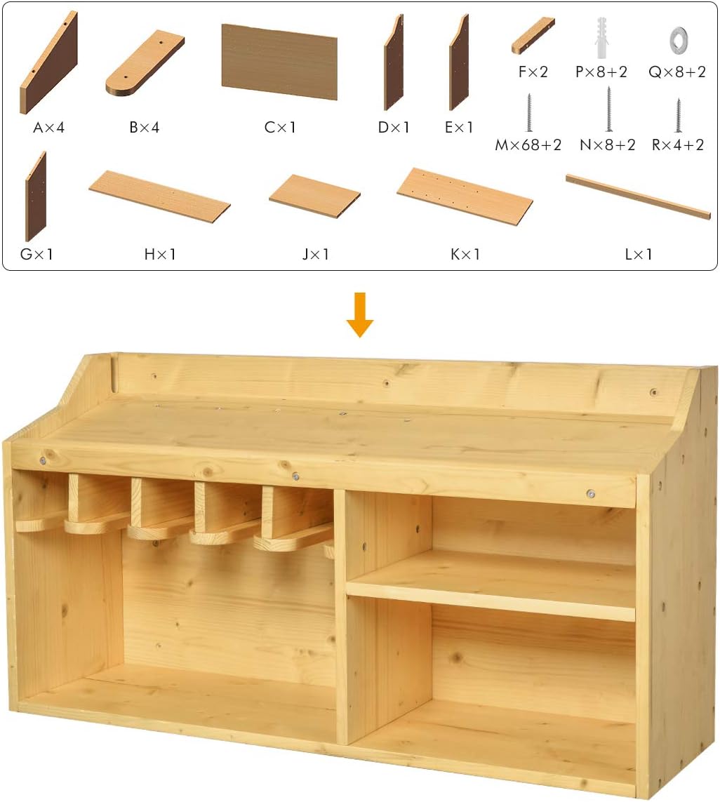 Power Tools Storage Organizers and Cabinets, Drill Charging Station, 5 Drill Hanging Slots, Wall Mount Impact Drivers Storage Dock with Widened Room for Circular Saw, Impact Wrench, Screwdriver Drill