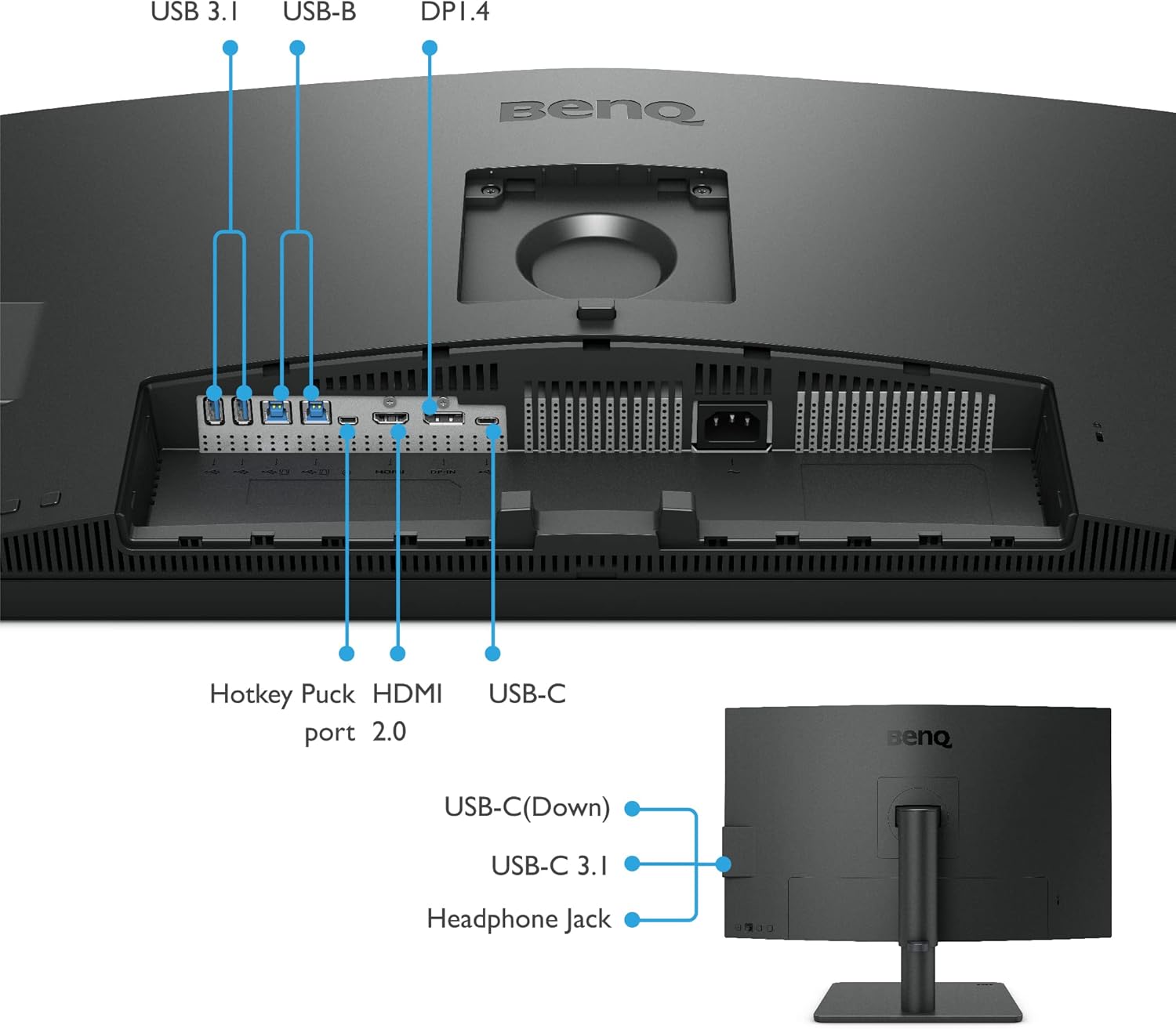 BenQ PD2705U 27 inch 4K UHD IPS Monitor USB-C, 99% sRGB and Rec.709, HDR10, Ergonomic Design, Eye-Care, Built-in Speakers
