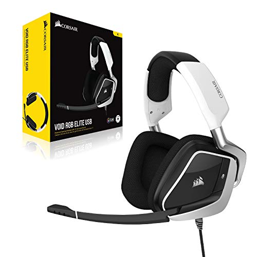CORSAIR VOID RGB ELITE Wireless Gaming Headset – 7.1 Surround Sound – Omni-Directional Microphone – Microfiber Mesh Earpads – Up to 40ft Range – iCUE Compatible – PC, Mac, PS5, PS4 – White