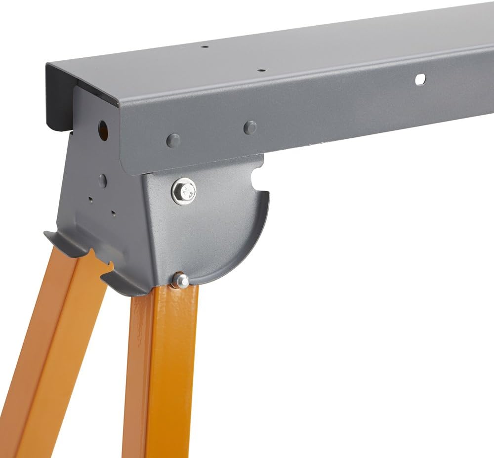 All Steel Folding Sawhorse - Pair Portamate PM-3300T. TWO 33-Inch Tall Fold-up Heavy Duty Saw Horses. Fully Assembled, 1,000lb. Capacity (500lbs. each) and Quickly Folds Up for Easy Storage, Orange