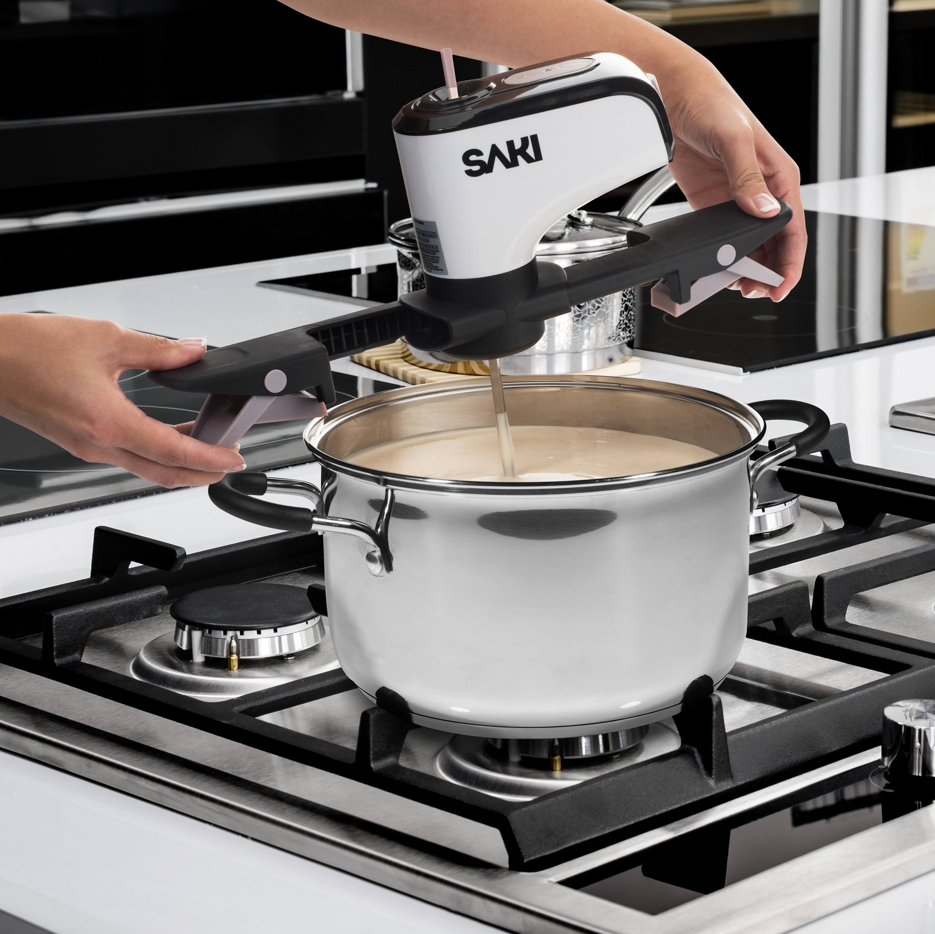 Saki Automatic Pot Stirrer for Cooking, with 2 Speeds, Adjustable, Hands Free