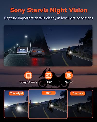 Vantrue F1 Motorcycle 4K Dash Cam Front and Rear, 4K + 1080P Motorcycle Camera, Full Body IP67 Waterproof, GPS Wi-Fi, 160° Wide Angle, Wired Remote, Night Vision, G-Sensor, Parking Mode, Support 512GB