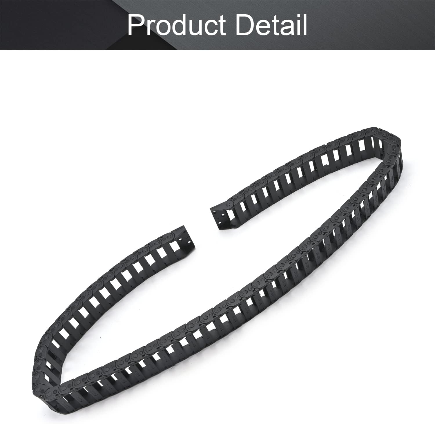 Fielect Drag Chain Cable Carrier Open Type with End Connectors R100 35X100mm 1 Meter Plastic for Electrical CNC Router Machines Black 1Pcs
