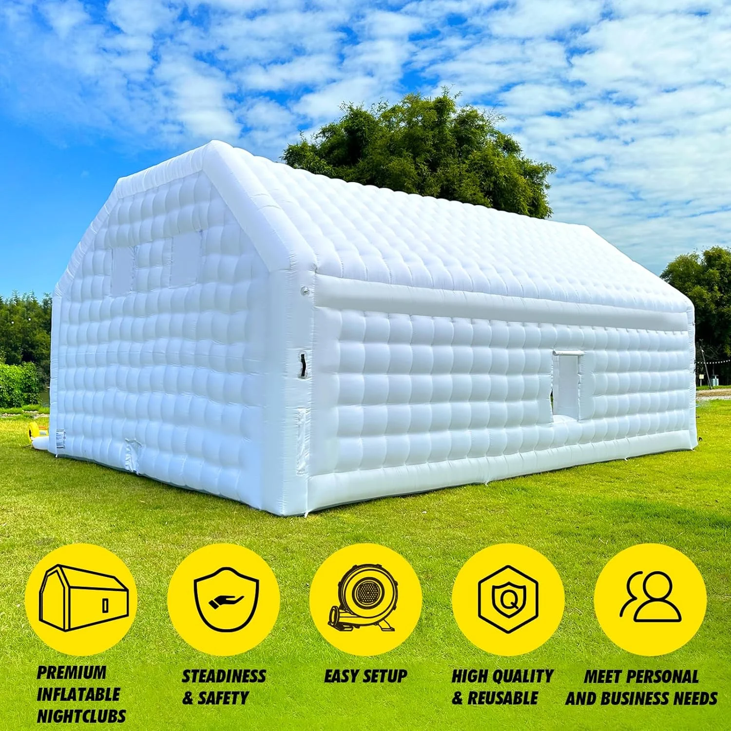 WARSUN Large Black Inflatable Night Club 30x20x13Ft Inflatable Party Tent with Logo Area Disco Cube Gazebo Event House