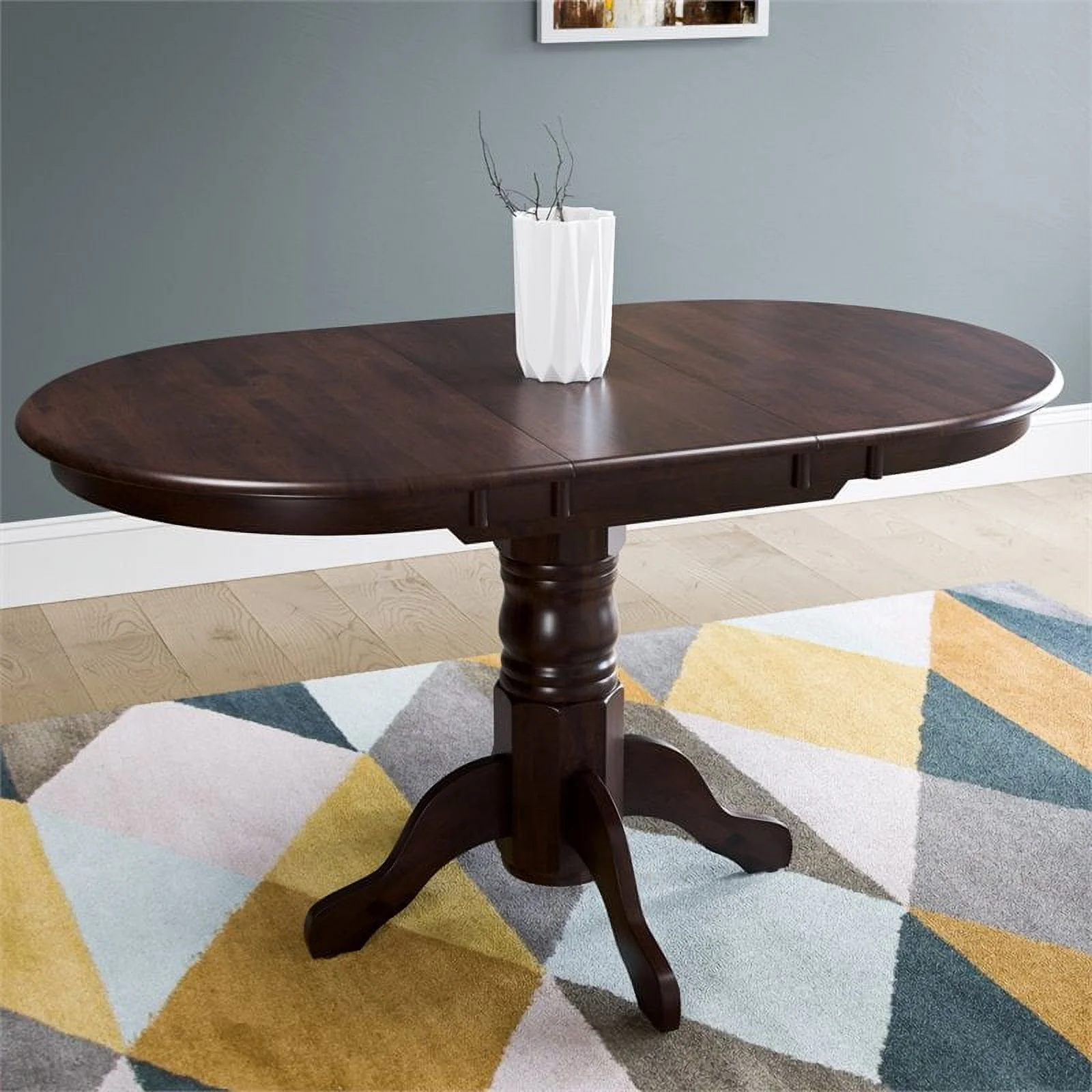 Pemberly Row Extendable Oval Contemporary Wood Dining Table in Cappuccino - Curated Treasures Market