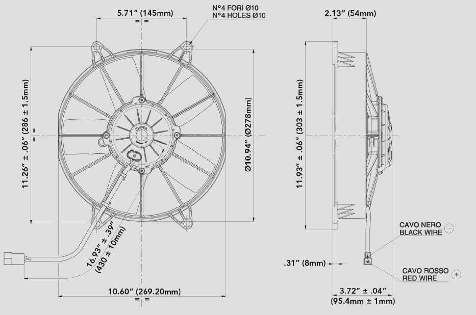 SPAL 30102057 - 1115 CFM 10in High Performance Fan - Pull