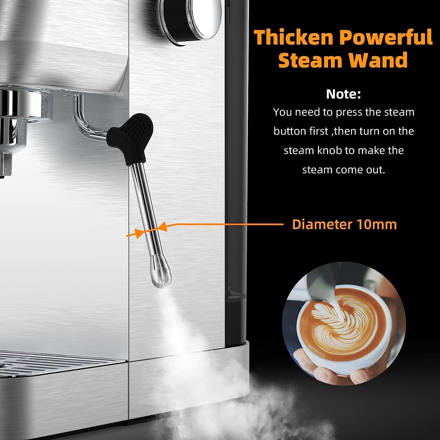 Espresso Machine, 20 Bar Professional Espresso Maker Stainless Steel with Milk Frother Steam Wand and Pressure Gauge, for Cappuccino, Latte, Gifts for Mom, Dad, Coffee Lovers