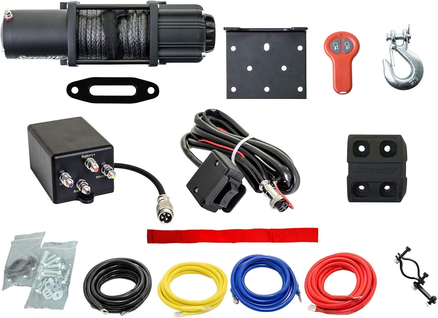 SuperATV 4500 lb Black Ops Winch with Heavy Duty Winch Mounting Plate for 2020+ Polaris RZR PRO XP/RZR PRO XP4 | Complete Winch & Winch Mount Kit ready for install!