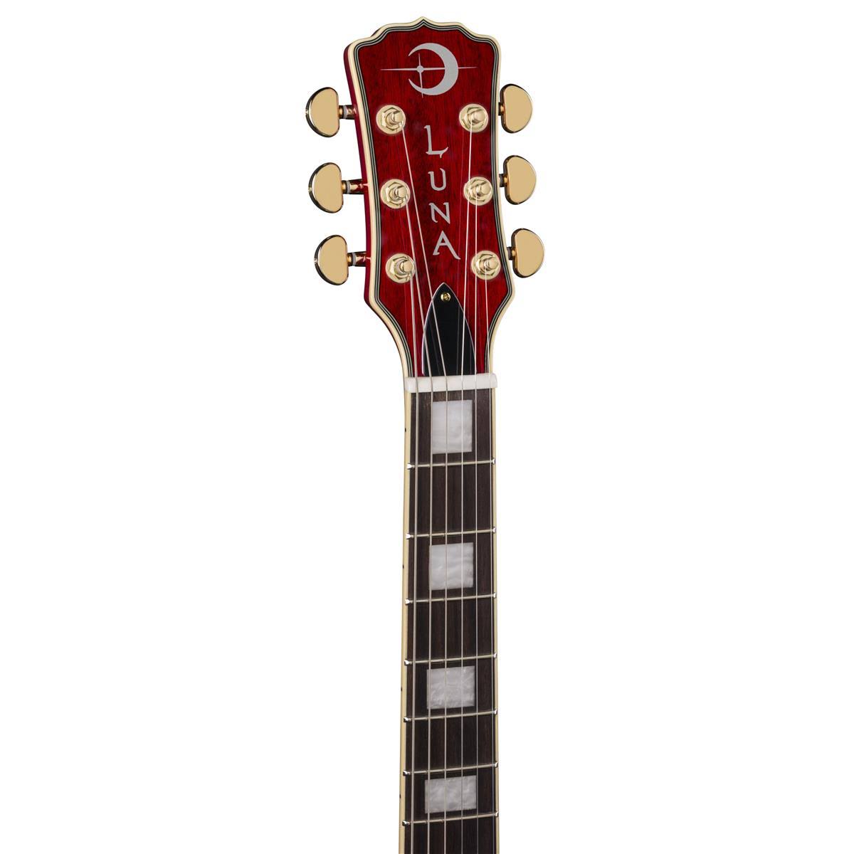 Luna ATH 501 Red Athena Semi-Hollow Guitar, Trans Cherry