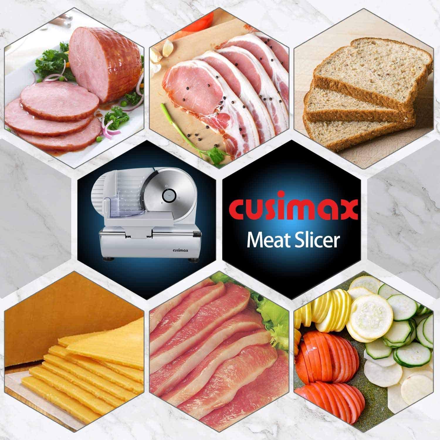 Cusimax Meat Slicer 200W Electric Deli Food Slicer, Silver