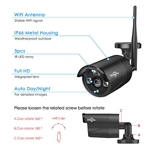 [Wireless Pro, 100ft Range] Hiseeu Wireless Security Camera System, Expandable 16CH 4K NVR, 4Pcs 3MP Night Vision WiFi Cameras Home Surveillance Outdoor, Motion Detection, 1TB HDD, One-Way Audio