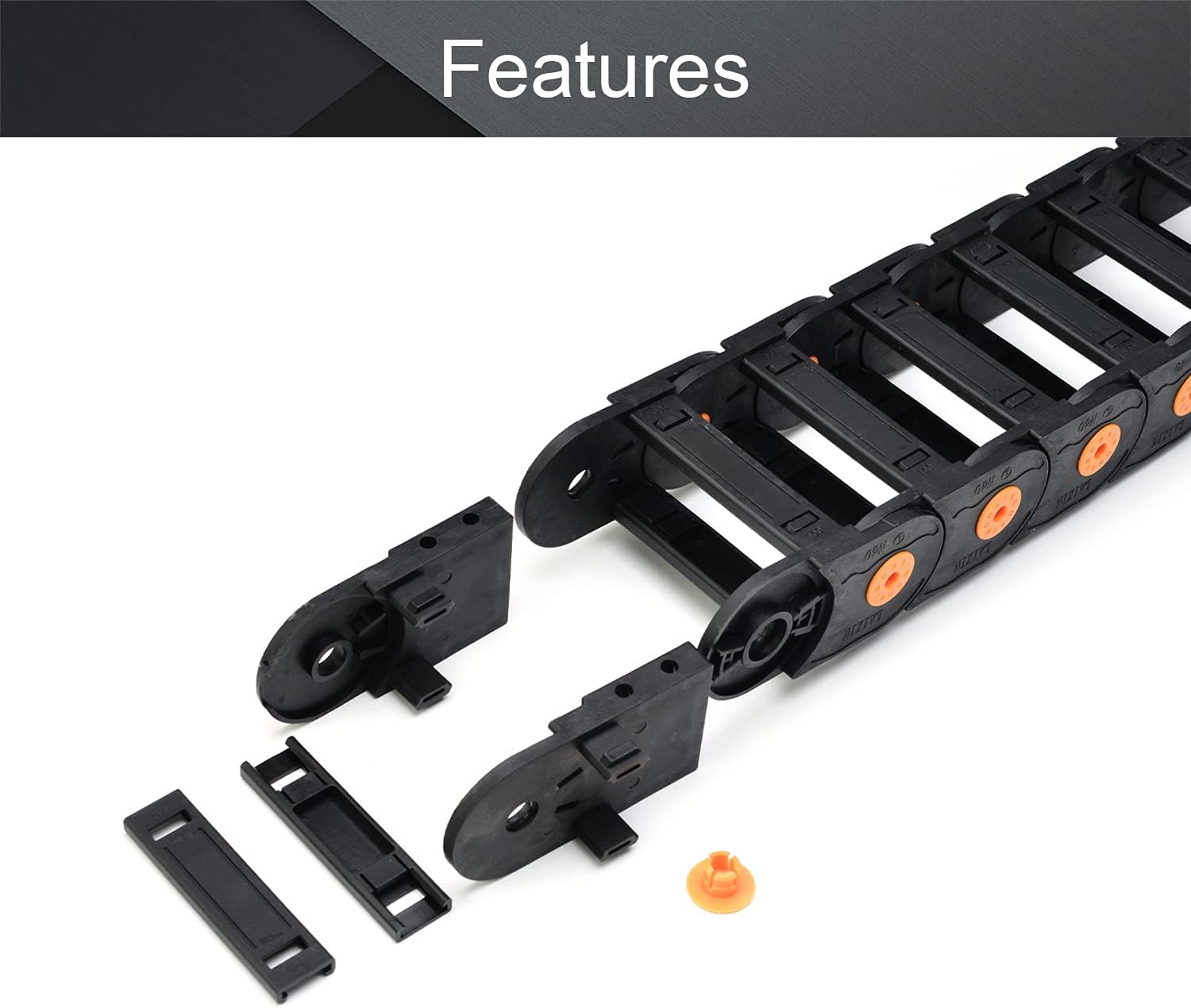 Fielect Drag Chain Cable Carrier Open Type with End Connectors R100 35X100mm 1 Meter Plastic for Electrical CNC Router Machines Black 1Pcs