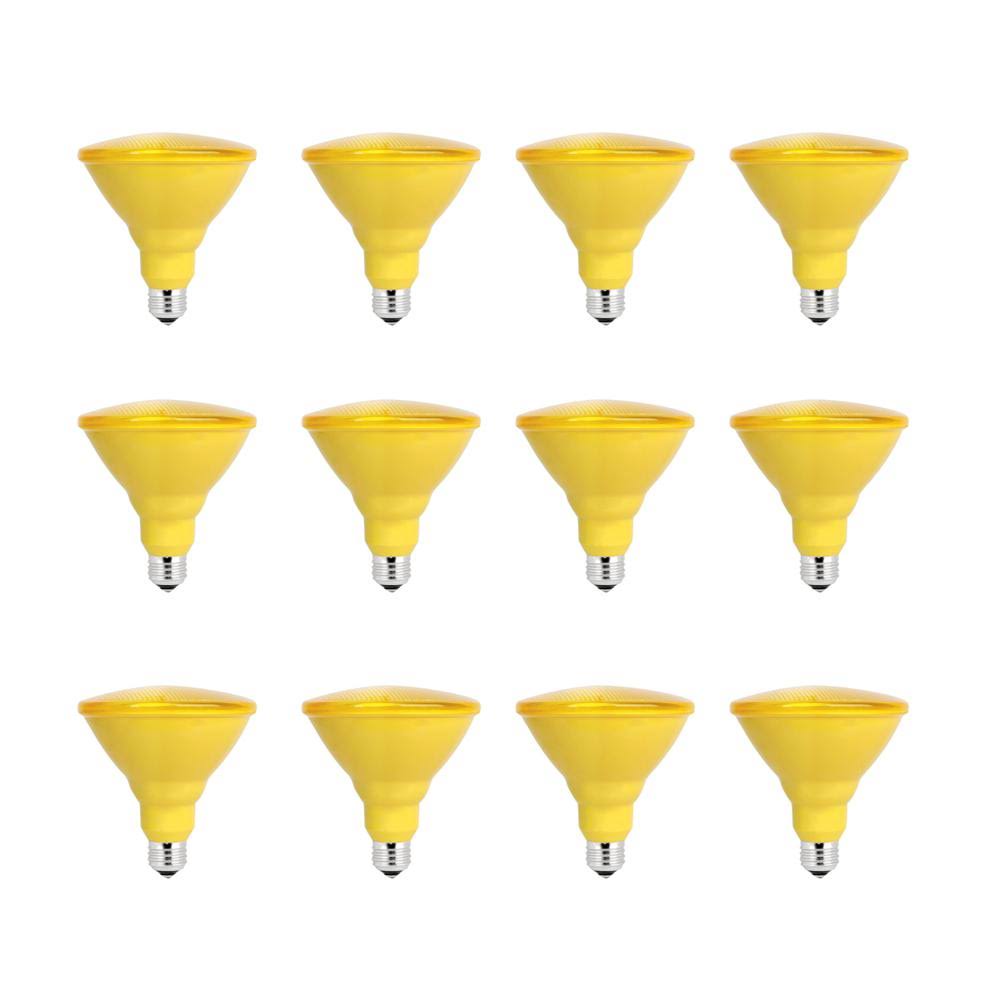 Feit Electric 90-Watt Equivalent PAR38 LED Weatherproof Yellow Color Light Bulb (12-Pack)